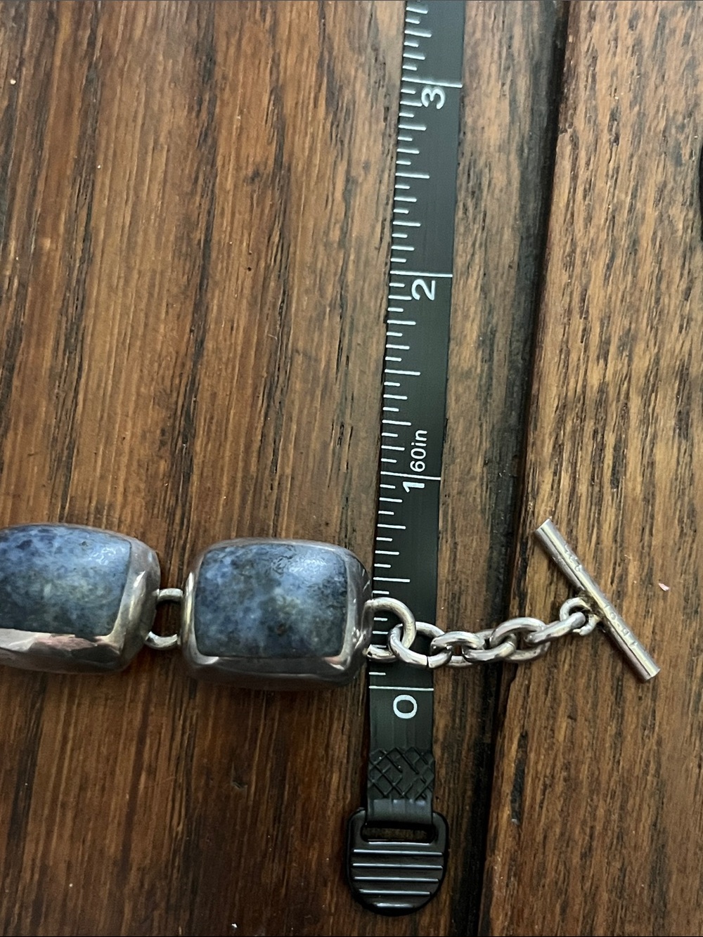 Taxco Silver Bracelet with Blue-Grey Stones - Picture 12 of 13